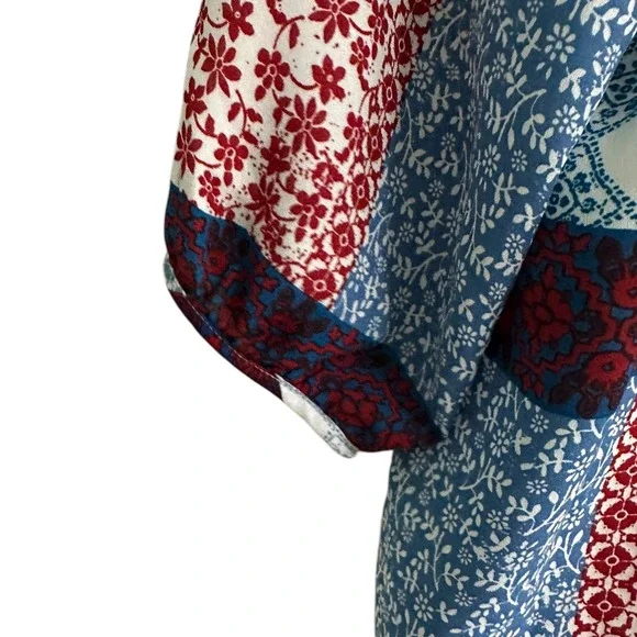 Zac & Rachel Patchwork Blouse‎ Paisley Floral Print Bohemian Top S/C - Picture 9 of 14